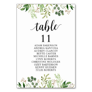 Binddiner, Greenery Guests Seating Chart Kaart