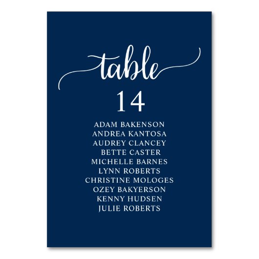 Binddiner, marineblauw gastje kaart (Voorkant)