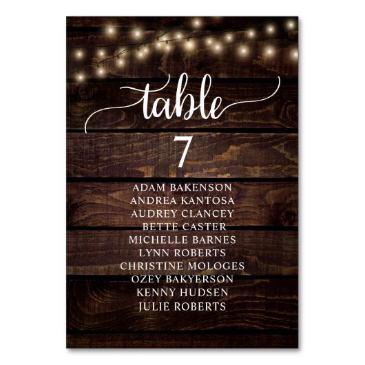 Binddiner, Rustic Wood Guests Seating Chart Kaart (Voorkant)