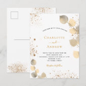 Bindemalyptus glitter gouden bladglitter uitnodiging briefkaart (Voorkant / Achterkant)