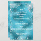 Bindemenu blauwe metalen glitterstof elegant (Voorkant / Achterkant)