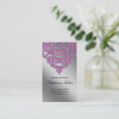 Bindemmer Damask Silver Sparkle Pink V Visitekaartje (Staand voorkant)
