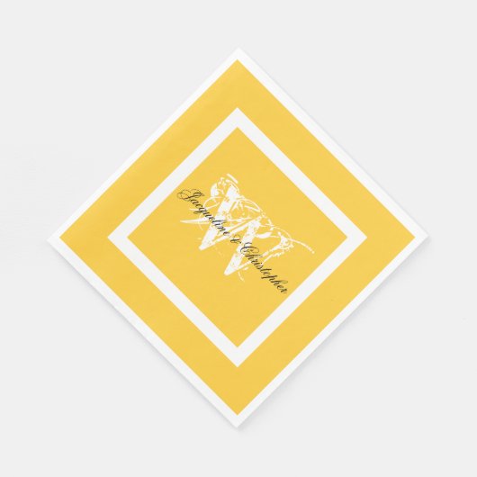 Bindend Elegant Monogram Script Chic Yellow Paper Servet (Hoek)