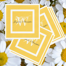 Bindend Elegant Monogram Script Chic Yellow Paper Servet