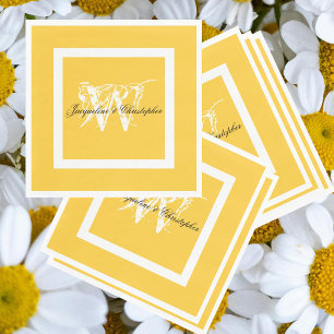 Bindend Elegant Monogram Script Chic Yellow Paper Servet