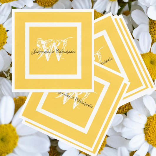 Bindend Elegant Monogram Script Chic Yellow Paper Servet