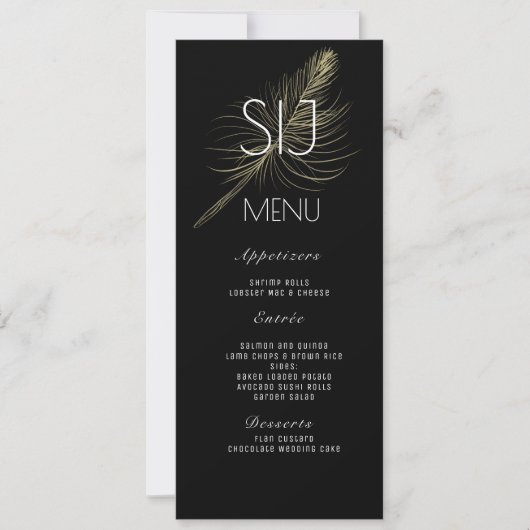 Bindend Logo Botanical Gold Feather Dinner Menu (Voorkant)