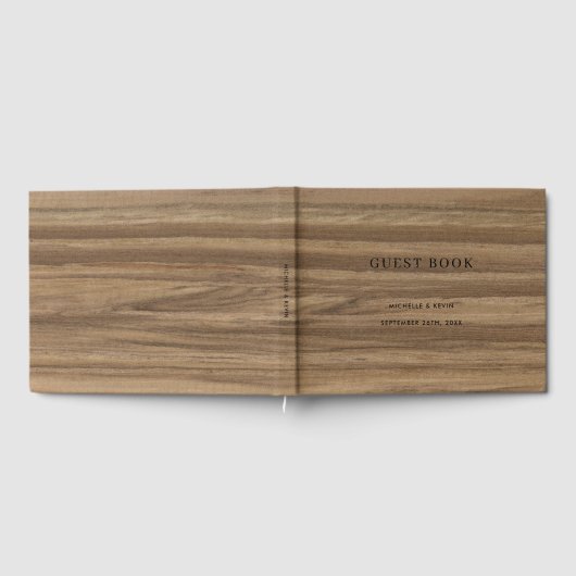 Bindend modern Minimaal Manuscript Rustic Wood Gastenboek (Volledig)