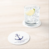 Bindend-nautische marineblauw-wit ronde kartonnen onderzetter (Insitu)