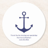 Bindend-nautische marineblauw-wit ronde kartonnen onderzetter (Voorkant)