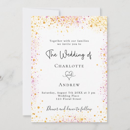 Bindend wit goudroze glitter elegant kaart (Voorkant)