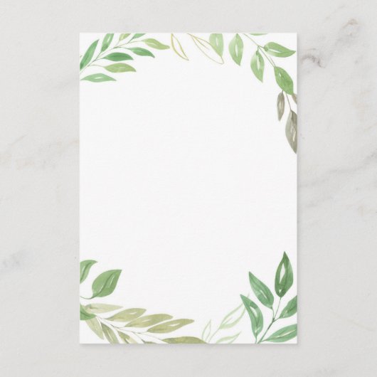 Bindende accommodatiekaarten Foliage Leaves Green Informatiekaartje (Achterkant)