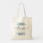 Bindende bride Blue Botanical Floral gepersonalise Tote Bag (Achterkant)