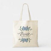 Bindende bride Blue Botanical Floral gepersonalise Tote Bag (Achterkant)