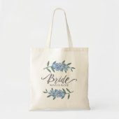 Bindende bride Blue Botanical Floral gepersonalise Tote Bag (Voorkant)