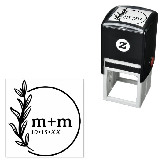 Bindende bruid en bruinkoolmonogram op maat zelfinktende stempel (In situ)