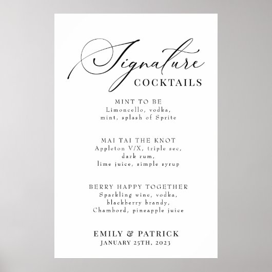 Bindende cocktail Menu Elegant modern Poster (Voorkant)