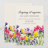 Bindende datum hersparen Foto Waterverf Wildbloeme Save The Date (Voorkant / Achterkant)