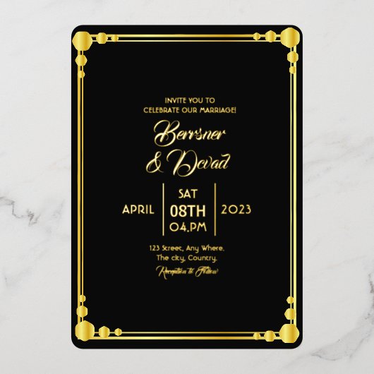 Bindende elegante en klassieke goudolie-Folie Folie Uitnodiging (Voorkant)