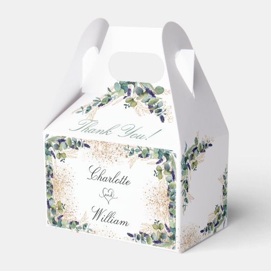 Bindende eucalyptus gold glitter dank u bedankdoosjes (Achterkant)