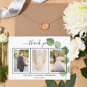 Bindende eucalyptus greenery fotoscript elegant bedankkaart