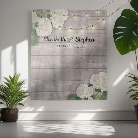 Bindende foto Achtergrond Hydrangea Licht hout Wandkleed