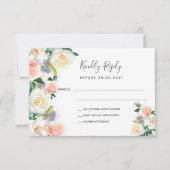 Bindende gouden roos-bloemen RSVP Kaartje (Voorkant)