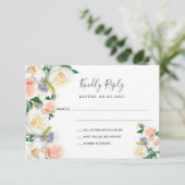 Bindende gouden roos-bloemen RSVP Kaartje (Staand voorkant)