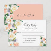 Bindende gouden roos-bloemen RSVP Kaartje (Voorkant / Achterkant)