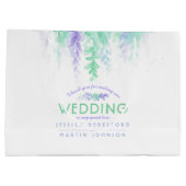 Bindende groene paarse bloemen dank je cadeautas (Achterkant)