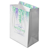 Bindende groene paarse bloemen dank je cadeautas (Voorkant Gekanteld)