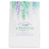 Bindende groene paarse bloemen dank je cadeautas (Achterkant)