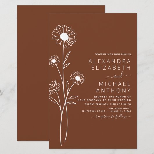 Bindende minimalistische botanische Floral Line Ar (Voorkant / Achterkant)