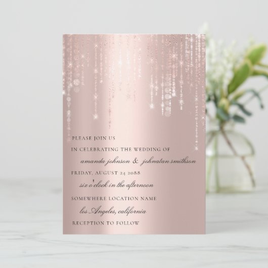 Bindende Monogram Blush Roos Strings Kaart (Staand voorkant)