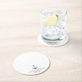 Bindende nautische ankermarine blauw en wit ronde kartonnen onderzetter (Insitu)