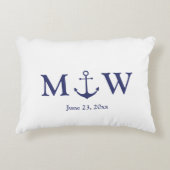 Bindende nautische marineblauw-witte monogram voor accent kussen (Voorkant)