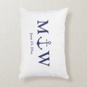 Bindende nautische marineblauw-witte monogram voor accent kussen (Voorkant(Verticaal))