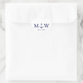 Bindende nautische marineblauw-witte monogram voor hart sticker (Tas)
