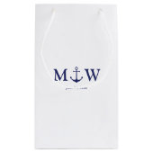 Bindende nautische marineblauw-witte monogram voor klein cadeauzakje (Achterkant)