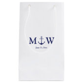 Bindende nautische marineblauw-witte monogram voor klein cadeauzakje (Voorkant)