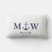 Bindende nautische marineblauw-witte monogram voor kussen (Achterkant)