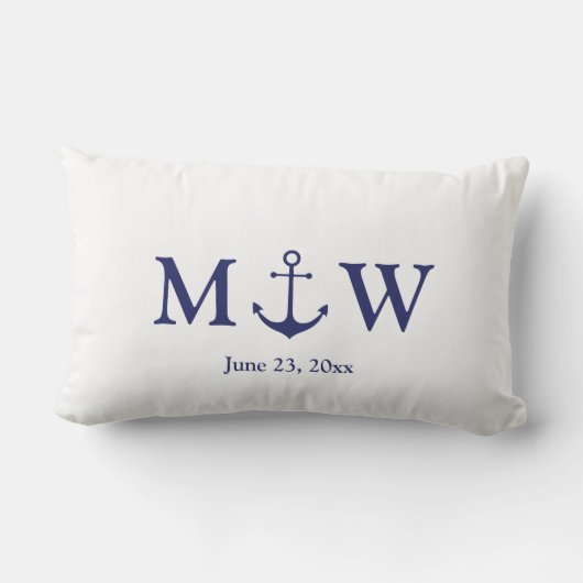 Bindende nautische marineblauw-witte monogram voor kussen (Achterkant)