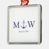 Bindende nautische marineblauw-witte monogram voor metalen ornament (Links)