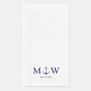 Bindende nautische marineblauw-witte monogram voor servet