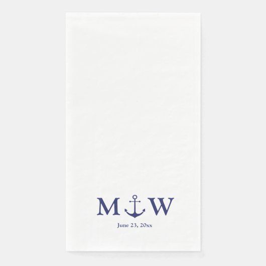 Bindende nautische marineblauw-witte monogram voor servet (Voorkant)