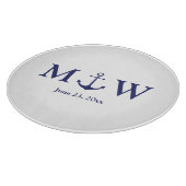 Bindende nautische marineblauw-witte monogram voor snijplank (Hoek)