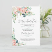 Bindende nieuwe Waterverf Roze Floral Nieuw Save The Date (Staand voorkant)