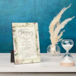 Bindende Romantische Memorial Table Vintage Floral Fotoplaat