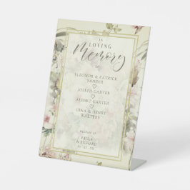 Bindende Romantische Memorial Table Vintage Floral Reclamebord Met Voetstuk