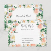 Bindende roos vouw bloesems RSVP-kaart RSVP Kaartje (Voorkant / Achterkant)